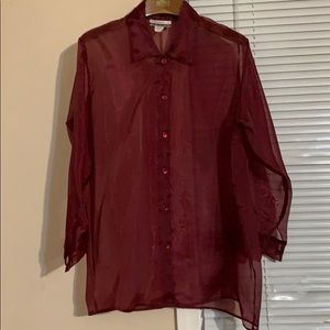Sheer burgundy blouse size 16